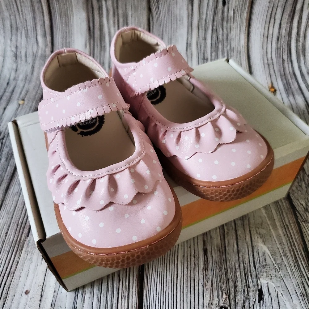 Livie and Luca Ruche Mary Jane Shoes Pink Polka Dot Color NWOB